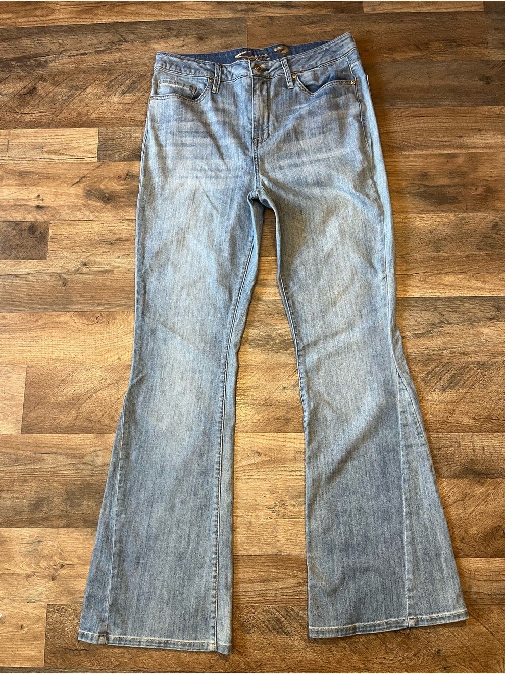 Seven7 Light Blue High Rise Flare Jeans